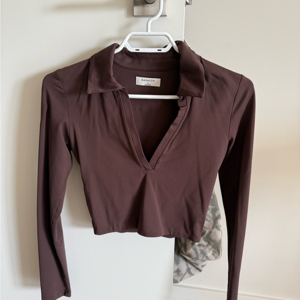 Women's Aritzia Babaton Brown Long Sleeve Top